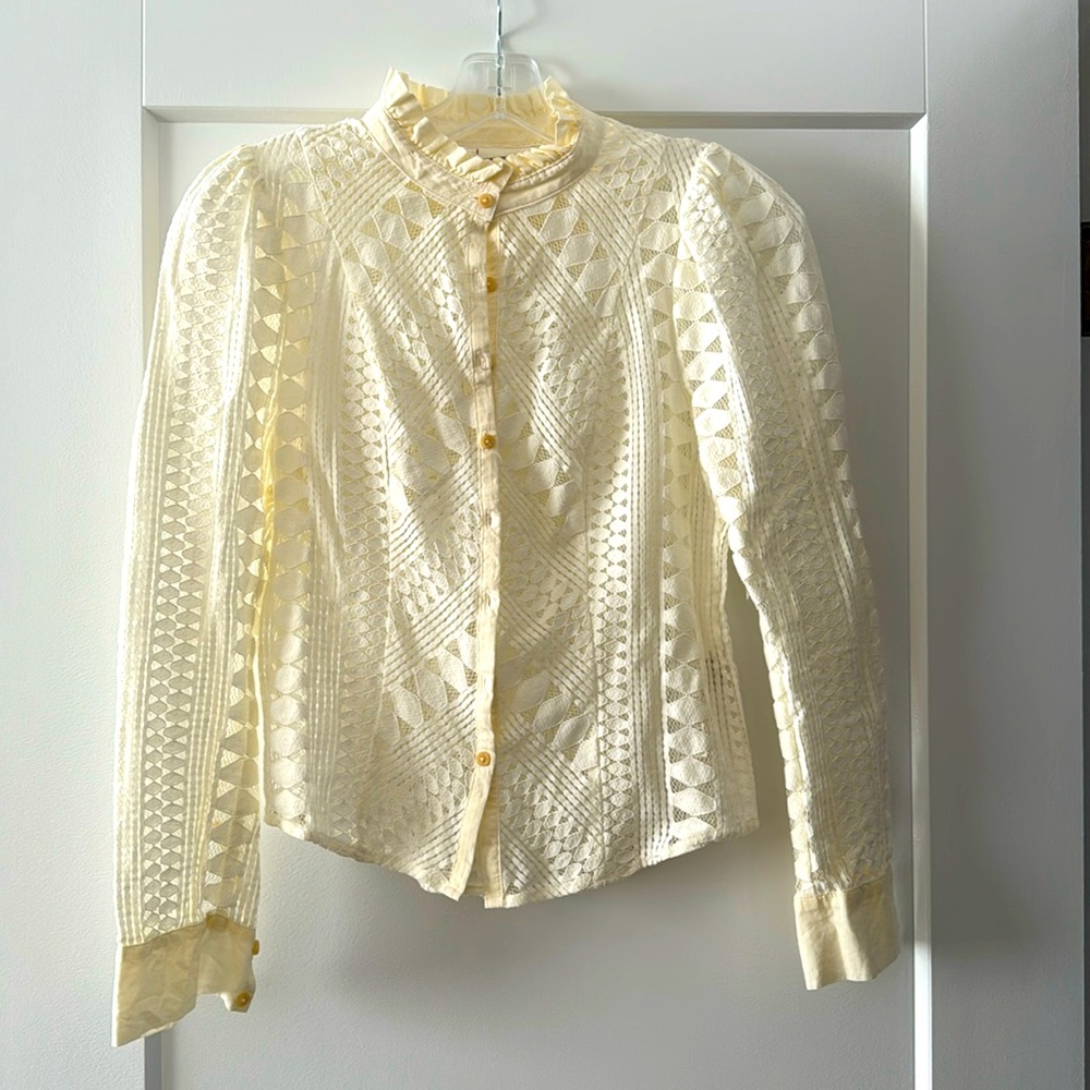 Lace button up blouse - Anthropologie - 2